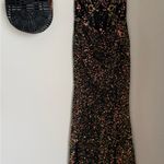Sequin High Slit Strapless Dress, Size Large Black Photo 1