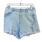 REWASH ‎ Brand Super High Rise Raw Hem Light Wash Denim Shorts 11/30 Photo 0