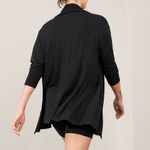 Athleta  Black Pranayama Restore Wrap Cardigan Sweater Womens Large Open Front Photo 2