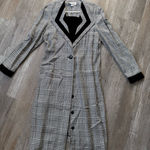 VTG Patty O’Neil Plaid Houndstooth Longline Coat Black White Pattern Size M 6 Size M Photo 0