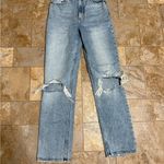 Abercrombie & Fitch  | The 90s straight Light Blue Distressed Straight Leg Jeans Photo 6