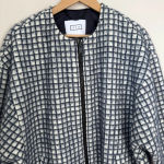 AYR  Mohair Wool Houndstooth print‎ White and Navy Coat Size Large Photo 3