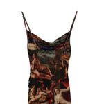 Pretty Little Thing  Renaissance Print Mesh Ruched Mini Dress Bodycon Sexy Size 8 Photo 9
