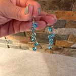 Blue Aquamarine Crystal Glass Breads Earrings Dangle Cascading Cluster Estate Photo 1