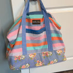 Matilda Jane  floral Multicolor Striped weekender canvas Tote **holds tons!** Photo 0