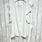 dip Blouse Women Size Medium Ruffled pleated Sides Sleeveless White Round Neck Photo 3