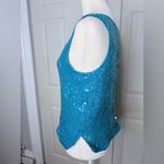 Sequin Teal Tank Top size small Blue Photo 4
