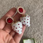 Betsey Johnson  white strawberry earrings. Photo 5