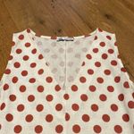 ZARA  V Neck Sleeveless Cream Rust Red Polka Dot Split Front Belted Dress SMALL Photo 7