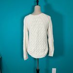 Max Studio  Cream  100% Cotton Cable Knit Raglan Pullover Sweater Cabin Size M Photo 2