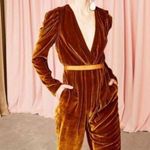 Ulla Johnson ππ Sabine Gathered Velvet Jumpsuit ~ Copper Brown 6 EUC Photo 5