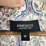 Jones & Co Floral Paisley Print V Neck Blouse Top 1X Multicolor 3/4 Sleeve Blue Photo 3