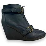 Madewell 1937 Wedge Boot Women 10 Black-ish Leather Chukka Buckle 3.5" Heel Photo 4