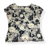 Apostrophe Women’s Short Sleeve Shirt Black Cream Floral Stretch Top Size XL 18 Photo 1