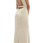 NEW Lovely High Neck Backless Maxi Dress With Slim Belt, Champagne Size 2, $242 Gold Photo 2