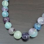 Genuine Rainbow Flourite Natural Crystal Stone Beaded Necklace & Bracelet Set Photo 8