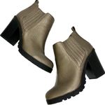 Sam & Libby ankle lug booties, style Deanna, high heel Bronze women's size 7 Photo 1