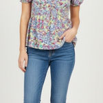 Floral Multicolor Women's Top Pink Size M Photo 0