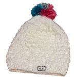 Burton  White Knit Cap Pink Blue Pom Pom Photo 0