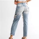 Free People Desert Rose Jeans High Rise Straight Leg Embroidered Floral Patch 26 Photo 4