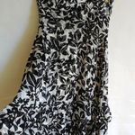 White House | Black Market WHBM 4 SILK Strapless Bra Dress in Black White Leaf Pattern Photo 0