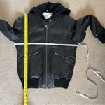 EUC Doma Women's Black‎ Leather Jacket Bomber Elastic Waist, Large Black Photo 12