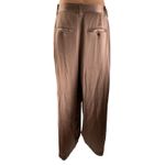 Madewell NEW The Harlow Brown Satin High Rise Pleated Wide Leg Trousers Pants 8 Photo 1