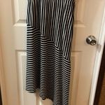 Flawless  Black/White Striped Knit Asymmetrical Sweater Dress Photo 10