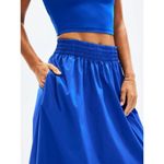 Athleta  M Midday Mid Rise Midi Poplin Skirt Varsity Blue Medium Photo 1