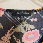 Slinky Brand Women’s Long Tunic Blouse XS Black Pink Floral Print Bust 34” Photo 1