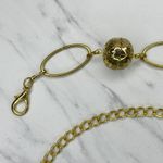 Black Rhinestone Flower Gold Tone Chain Link Belt One Size (OS) ✨ Photo 1