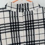 LORD & TAYLOR Design Lab Dress Medium Plaid Checks B&W Mock Neck Fit & Flare Black Photo 6
