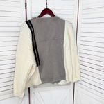Porter Collective Denim Knit Bomber Sweater Jacket Taupe Cream Small Gray Photo 7
