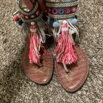 Sam Edelman  Pom Pom tassel Sandals woman size 8 double ankle strap boho cute! Photo 1