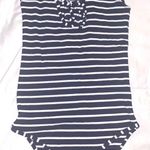 Zaful Short Sleeve Navy and White Striped Bodysuit Photo 0