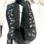 Kenneth Cole Black Over The Knee Embroidered Heeled Boots Photo 4