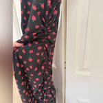 Urban Outfitters NWT Jillian Slip Dress Ruching Roses Floral Black Pink Small Photo 2