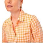 J.Crew Gingham Preppy Plaid Button Down Top Sz 0 Spring Orange White Cotton Photo 2