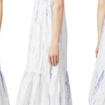 Rails Dress Women Medium Blue White Cloud Tie Dye Linen Blend Delilah Midi Photo 0