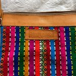 Vintage Vibrant Multicolor purse with Tan Leather Trim Red Photo 4