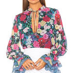 Rococo Sand Talia Blouse in Deep Green with Red and Pink Size Small NWT Photo 0