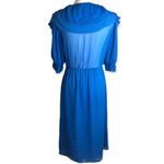 River Island Blue Frilly Crepe 3/4 Sleeve Sheer Midi Dress Photo 3