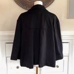 Sandro Black Button-Front Swing Blazer | Giraffe Print Lining | 3/4 Sleeve (2X) Photo 1