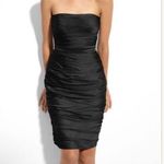 Monique Lhuillier  Black Strapless Ruched Chiffon Bridesmaids Dress, Size 4 Photo 0