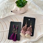 Tassel Boho Triangle Earrings Set Women Purple Brown Cream Dangle Ombre Jewelry Photo 1