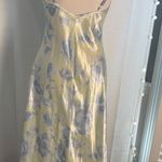 Jones New York  Yellow Blue Floral Slip Dress Small Satin Midi Photo 1