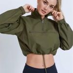 Love Tree Crop Quarter Zip Pullover Women Windbreaker Jacket size M Green Size M Photo 0
