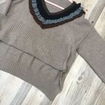 Earthbound EarthBeauty Boutique camel black Ruffle sweater sz Large. Photo 4