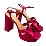 Reformation NEW Monetta Satin Platform Heel Sandals Pink Sz 9.5 Photo 1