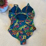 Kona Sol Tropical Print Shirred Full Coverage One Piece Swimsuit Sz L Photo 5
